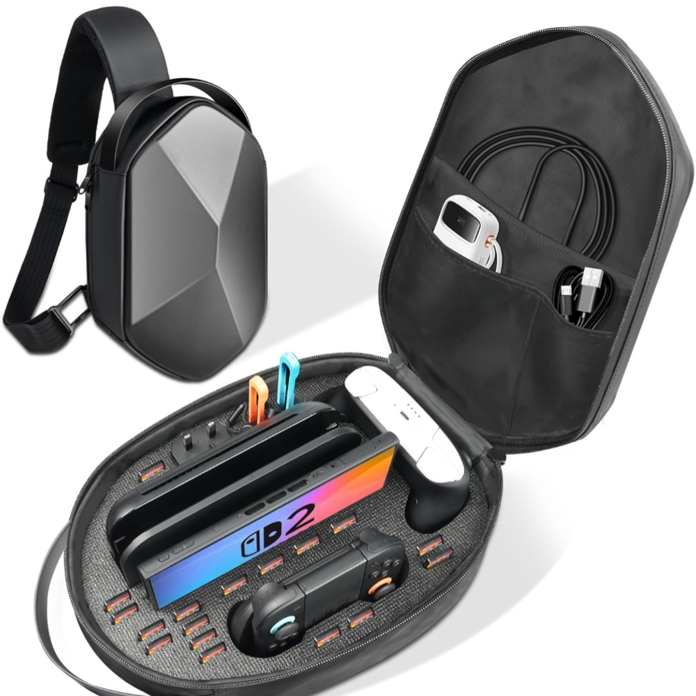 Carrying Case for Nintendo Switch 2 2025, Switch 2 Crossbody Sling Hard Bag.